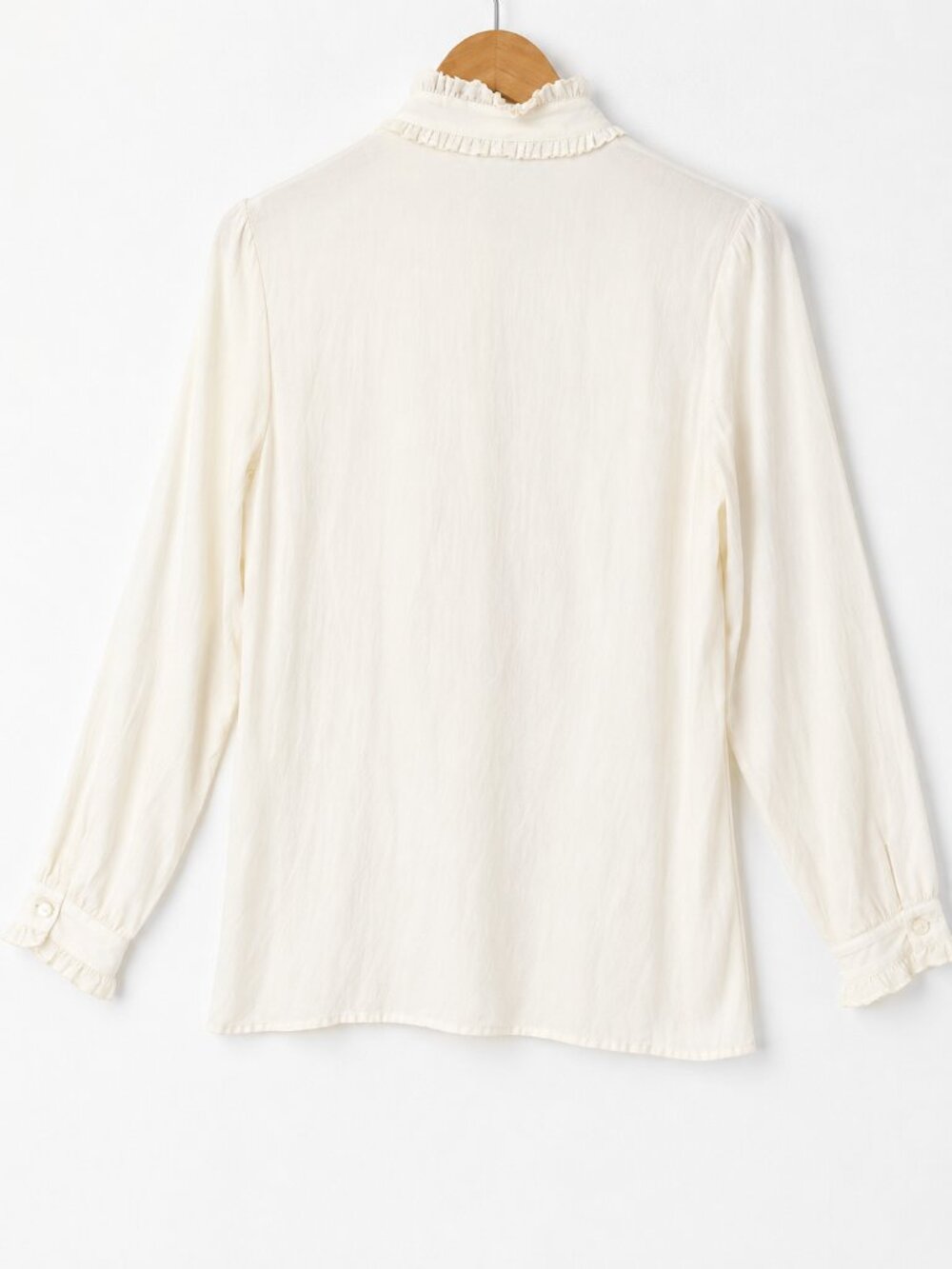Joe Fresh Ivory Silk Ruffle Blouse Medium Long Sleeve Feminine Top - Picture 3 of 10